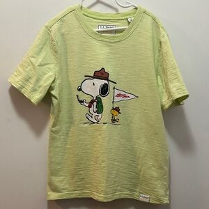L.L. Bean + Peanuts Kids Light Green / Yellow Snoopy Adventure Tee Size 8 S